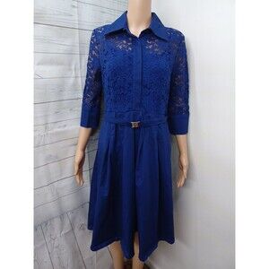 Miss May Maxi Dress Sz L Retro Gorgeous City Navy Blue Lace Elegant